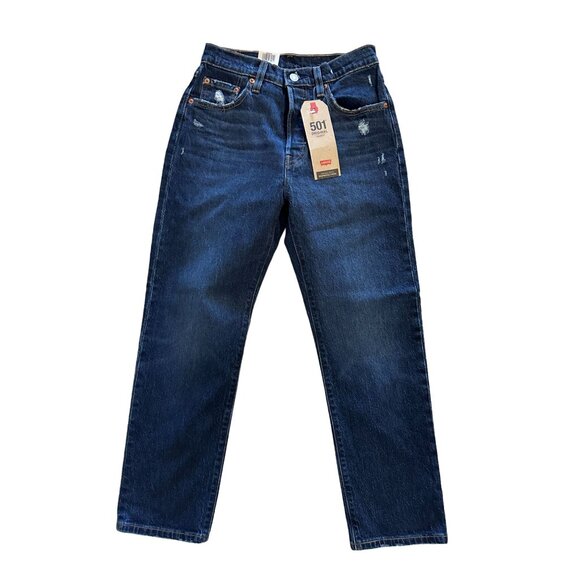LEVIS 501 Women’s Dark Wash High Rise Cropped Jeans Size 25 x 26 NEW - Picture 1 of 7